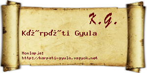 Kárpáti Gyula névjegykártya
